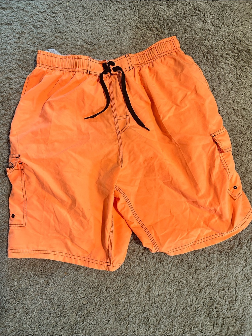 Men's Orange Swim Trunks with Cargo Pockets